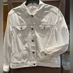 J. Jill 2-3X Classic White Denim Jean Jacket